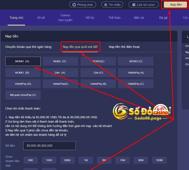 Hướng dẫn nạp tiền Sodo66 siêu tốc cho người mới